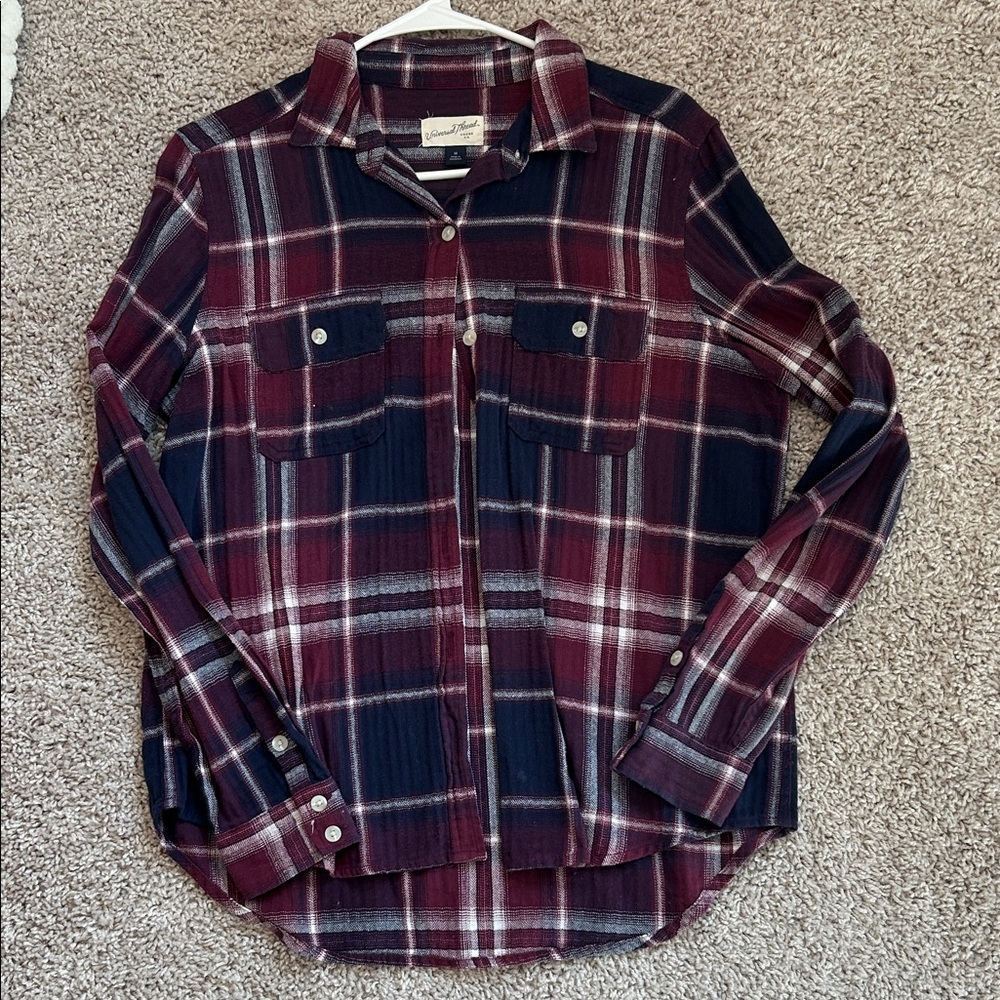 Universal Thread Burgundy and Navy Plaid Shirt